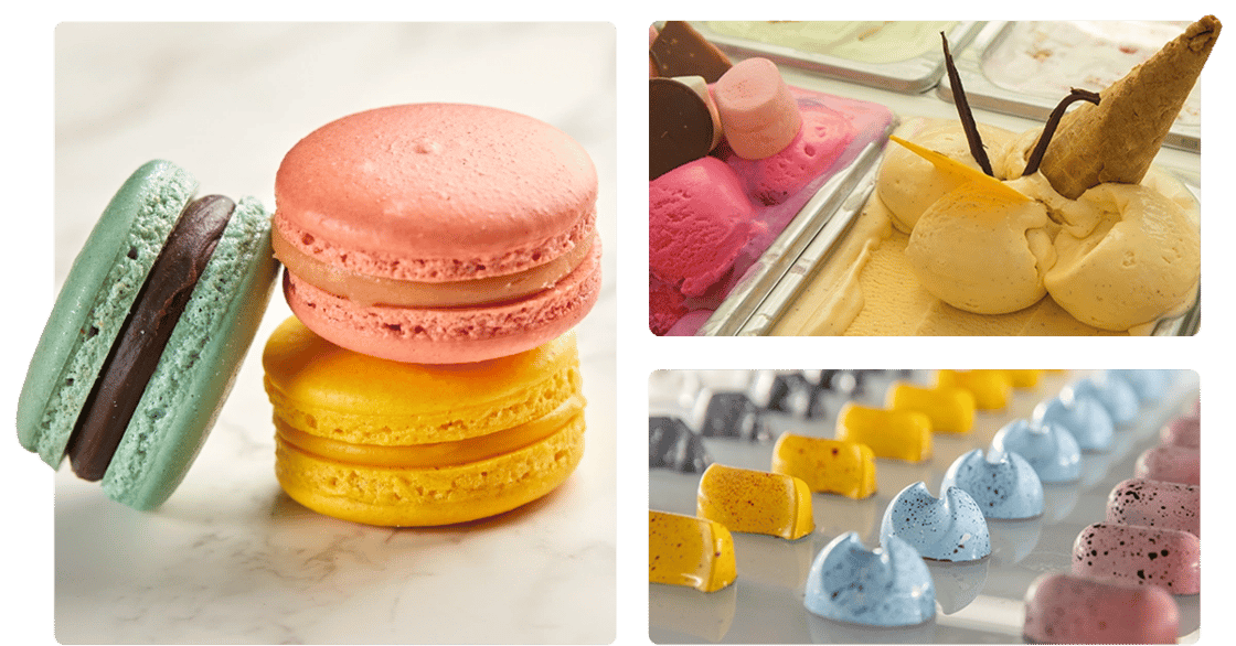 Handmade pastries, ice cream and chocolates
